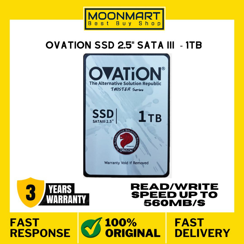 OVATION SSD 1TB 2.5" SATA III INTERNAL SSD SATA III 1TB GARANSI 3 TAHUN SPEED UP TO 560 MBPS