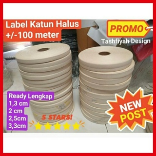 

Label Katun Polos Pita Roll Hitam Crem 100 yard