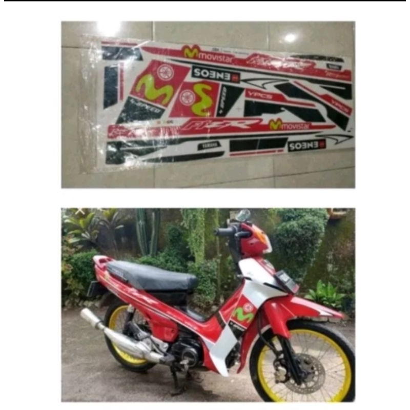 Striping stiker Yamaha Fiz R Movistar merah