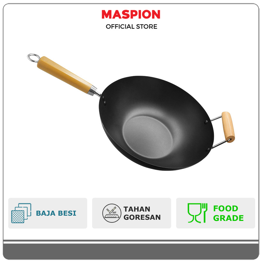 Maspion Wajan Anti Lengket Kiku Wok With Helper Handle 33 cm