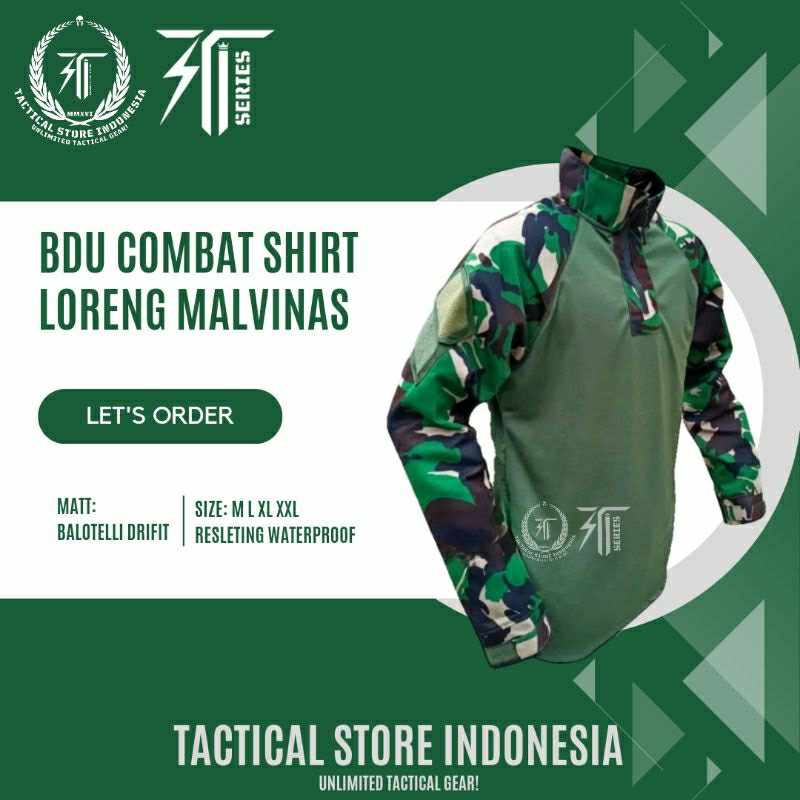 BDU Combat Shirt Loreng Malvinas Balotelli Drifit - Kaos Tactical Loreng TNI