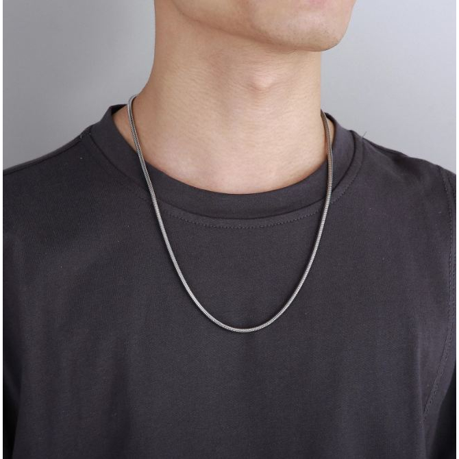 MURAH Kalung Titanium Pria Belut Halus Emas Anti Karat Selamanya / Kalung Pria Keren / Kalung Titani