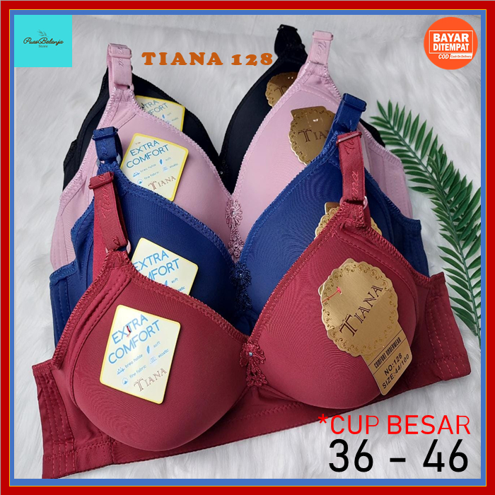 BRA TIANA 128 CUP BESAR 36 - 46 TANPA KAWAT KAIT 2 BRA FASHION CUP BESAR JUMBO