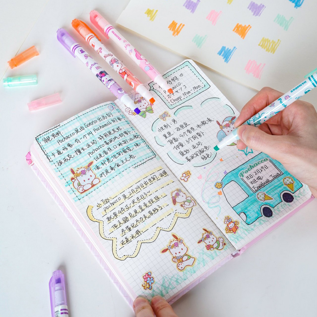 

Ay00! TOKKADO Sanrio Highlighter Pen Set Isi 6 Marker Penanda Warna Pastel Lucu