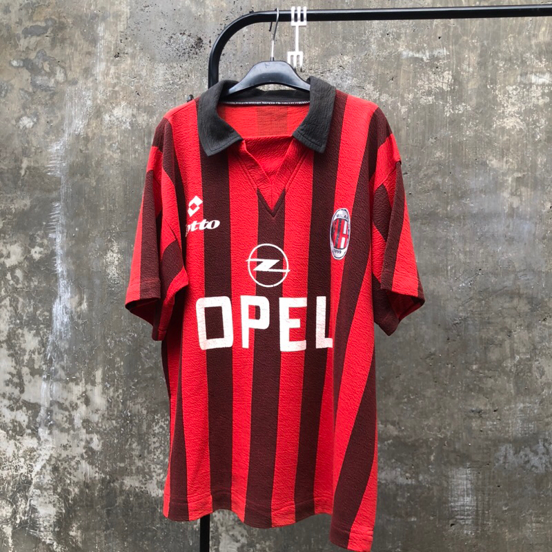JERSEY AC MILAN OPEL LOTTO VTG TEXTURE