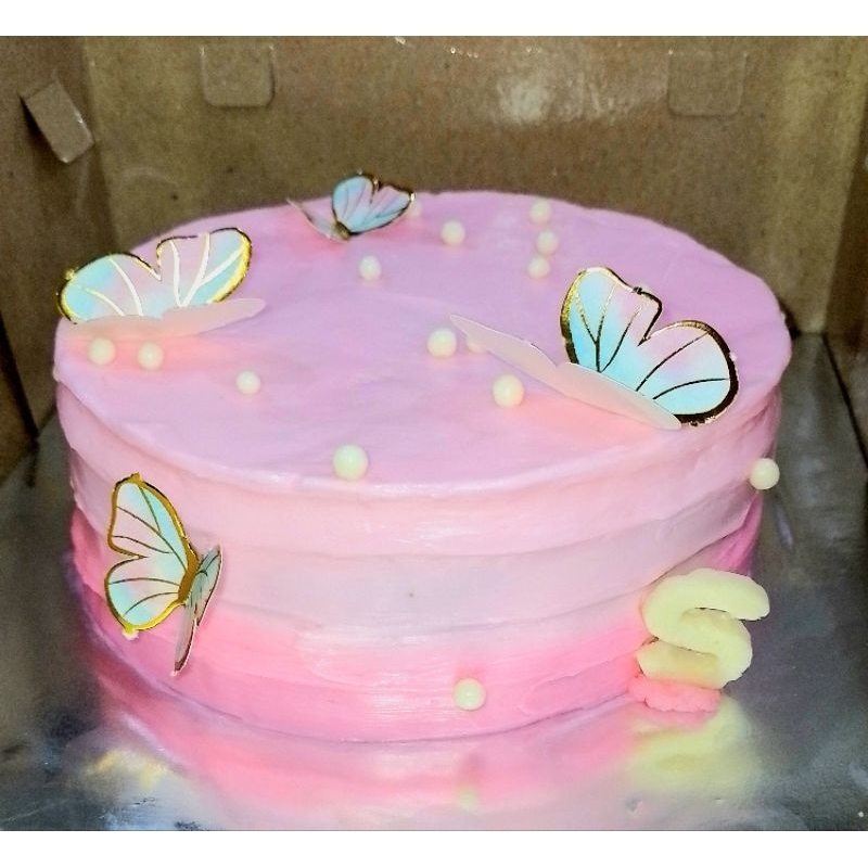 

cake kupu-kupu/cake pink/cake ulang tahun