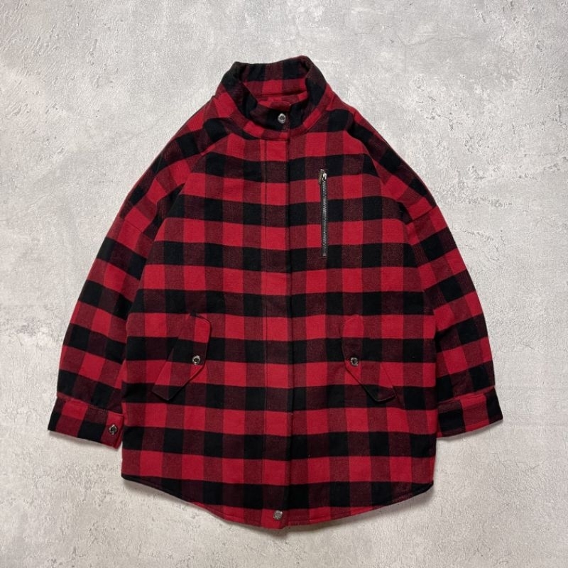 Jaket Tartan Wool Wanita Bangbang Size XXL