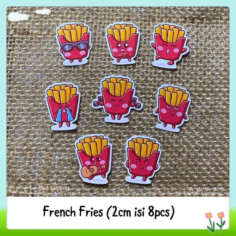 

8pcs sticker tempelan kentang french fries
