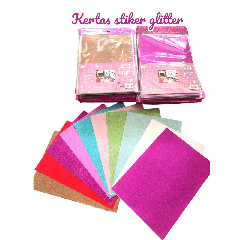 

kertas stiker gliter A4 20X30cm 10lbr