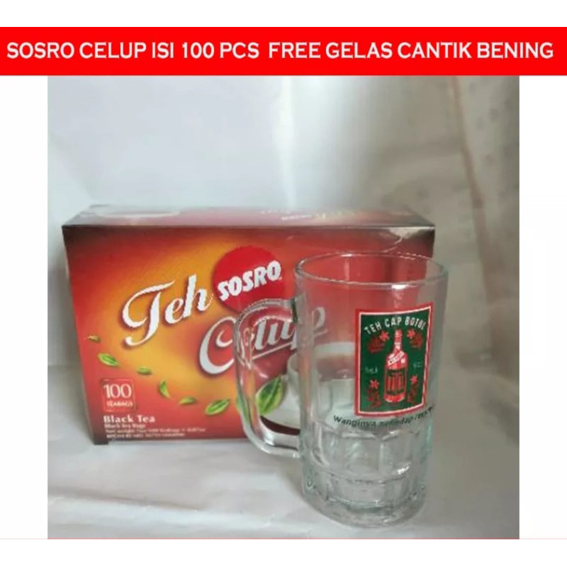 

Sosro Black Tea Teh Celup(100 Bags/1 Box)-Free Gelas Logo - Teh Alami