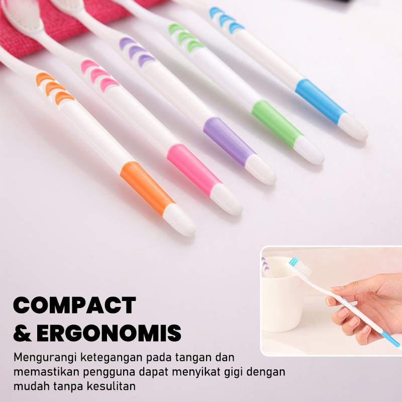Sikat Gigi Dewasa 1 set Isi 10 Pcs Sikat Gigi Lembut / Sikat Gigi Warna / Travel Toothbrush Murah - V8A1-7