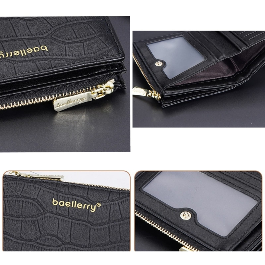 DOMPET LIPAT WANITA BAELLERRY ORIGINAL MINI RESLETING KULIT HITAM SUDIENA WA780B5 CROCO PREMIUM BATAM FASHION KOREA BRANDED KECIL KEKINIAN TERBARU MURAH SLOT KARTU ATM LUCU CANTIK MEWAH