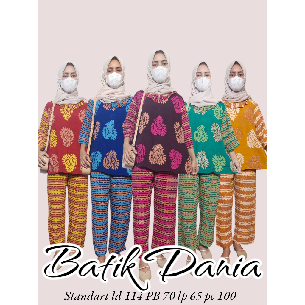 BATIK DANIA BATIK SUNAN BATIK CAP PREMIUM One Set Rayon Super Tebal Setelan Wanita Motif Kekinian Uk