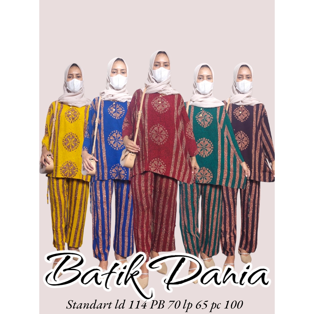 BATIK DANIA BATIK SUNAN BAIK CAP PREMIUM One Set Wanita batik Rayon Bahan Tebal One set motif kekini