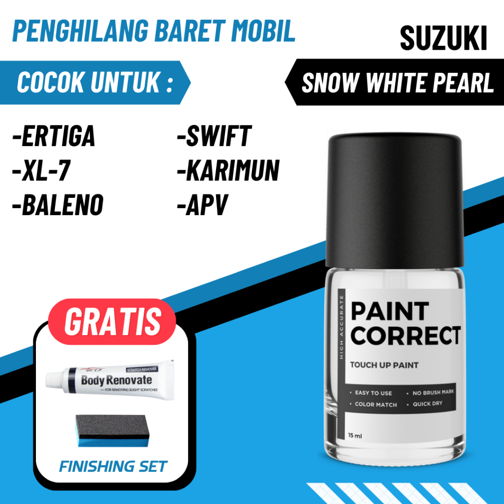 CAT OLES PENGHILANG BARET MOBIL SUZUKI SNOW WHITE PEARL PUTIH MUTIARA