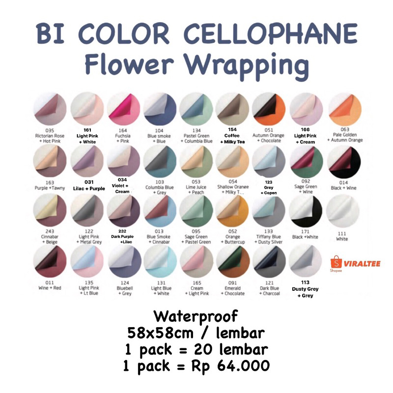 

Kertas Cellophane Buket Bunga [2 warna] Flower Wrapping Paper Celophane / Chellophane Murah untuk Snack Uang