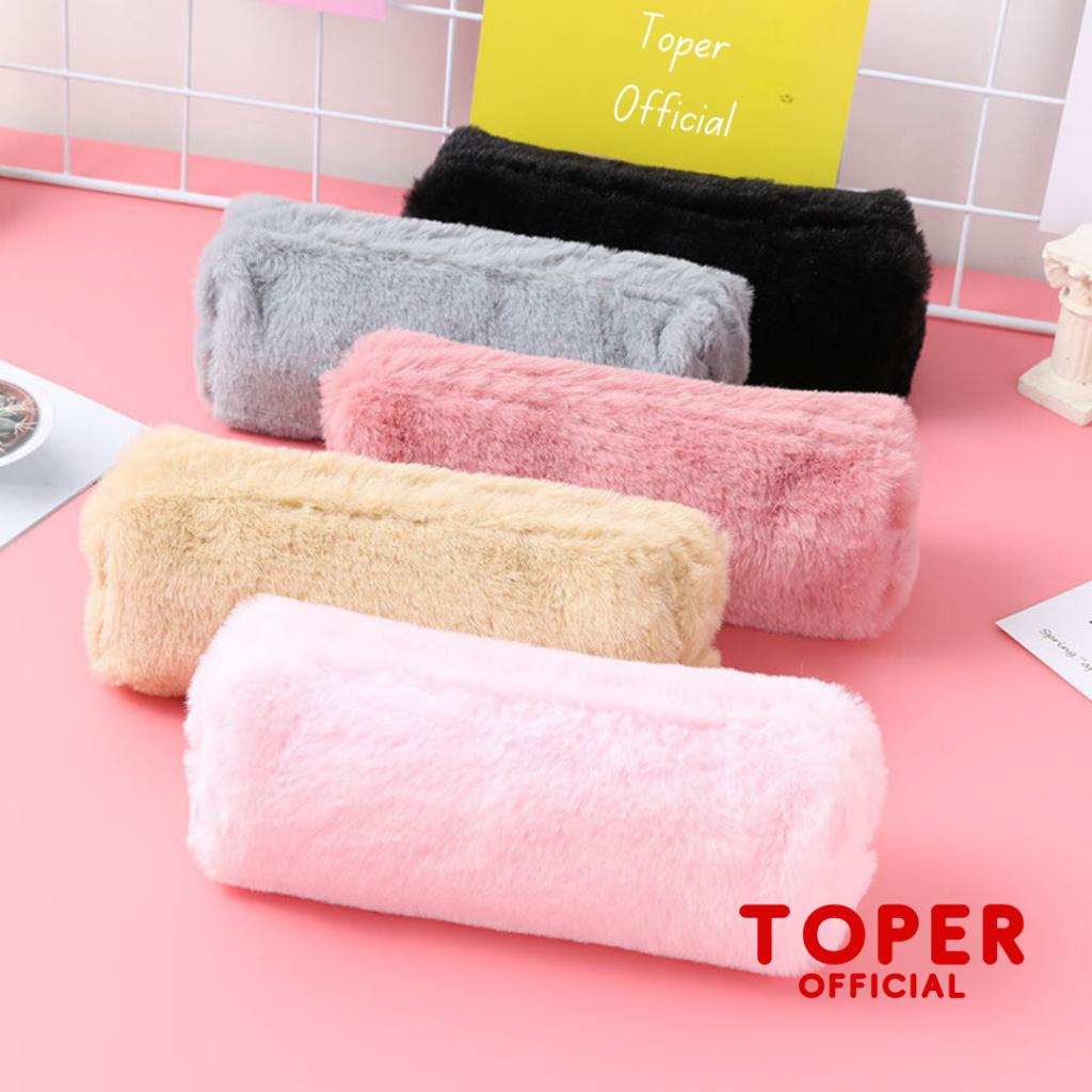 

TOPER Kotak Pensil Tepak Alat Tulis Motif Bulu Soft Model Korea Fuzzy Pencil Case Estetik Aesthetic Tempat Make Up
