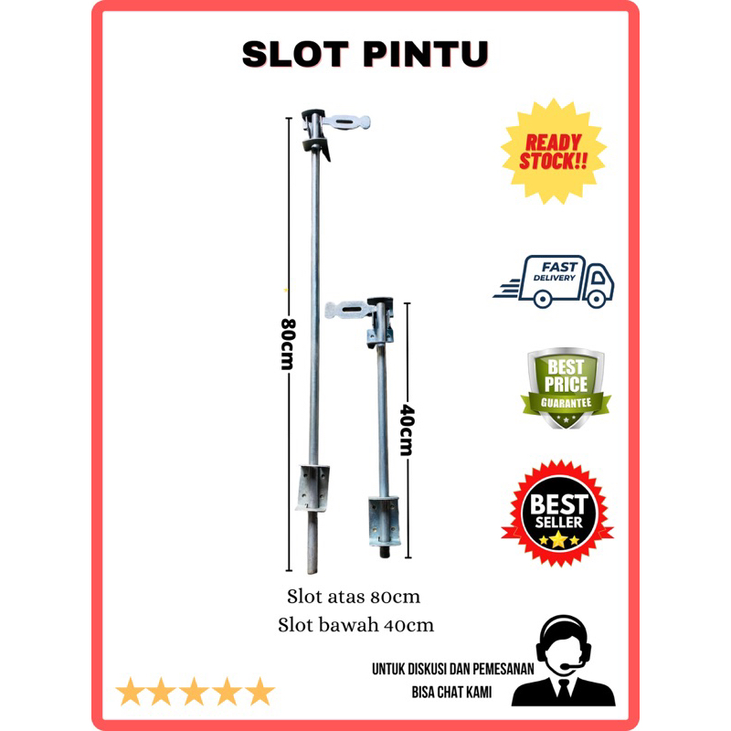 Slot pintu besi grendel atas dan bawah satu set slot 80cm slot 40cm pintu garasi