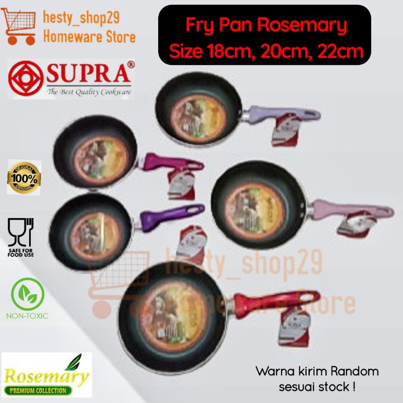 Teflon Fry Pan Wajan Anti Lengket Gagang Warna Supra Rosemary