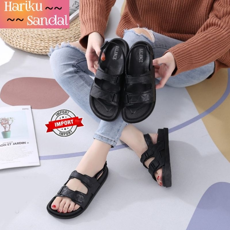 Sandal Gunung Wanita Full Black Terbaru Balance T 1728-1