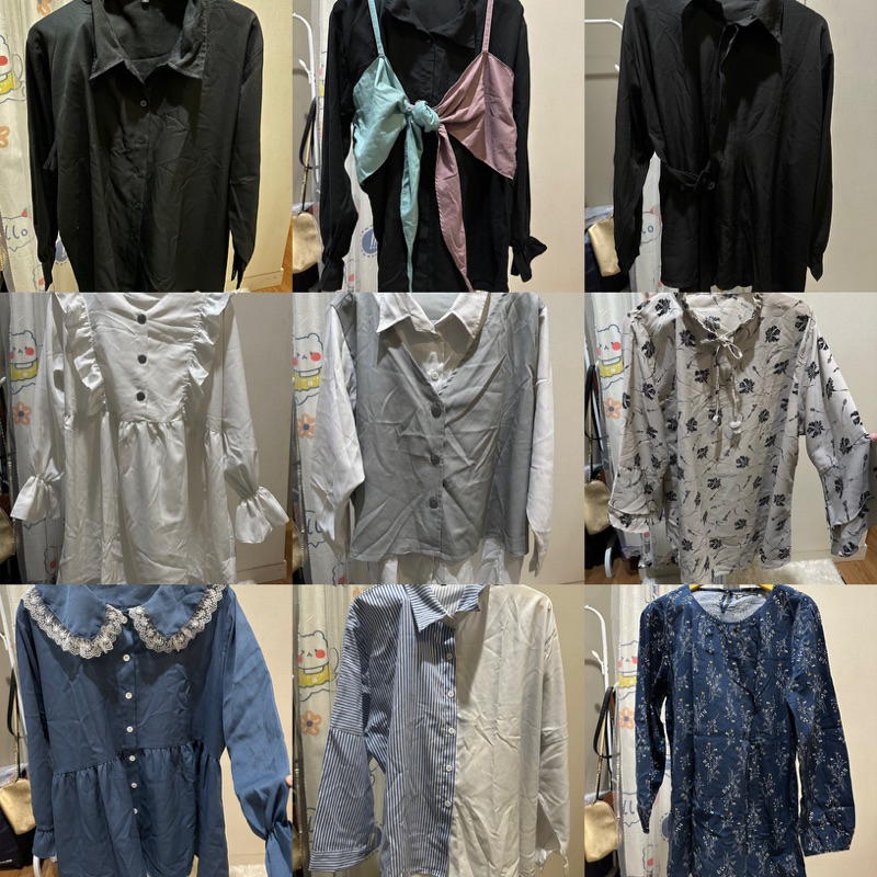 [PRELOVED] Atasan blouse tunik kemeja wanita jumbo super jumbo simple basic kerja warna hitam putih 