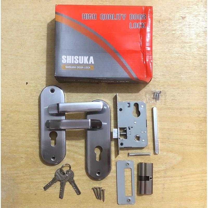 kunci pintu shisuka/ kunci pintu kecil/ door lock handle set/ kunci pintu rumah/ gagang pintu set ru