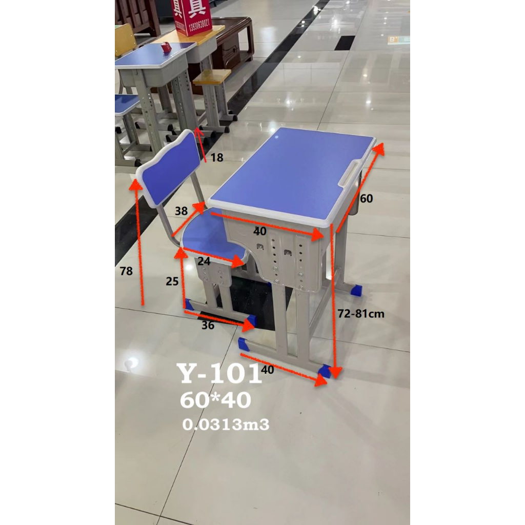 MEJA BELAJAR ANAK BESI + KURSI BESI / KURSI + MEJA  SEKOLAH IMPORT