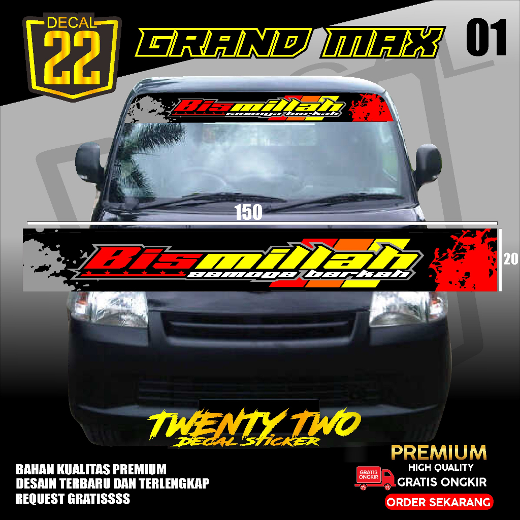 Stiker Kaca Depan Grandmax | Carry | Semua Mobil Pick Up TTD 01