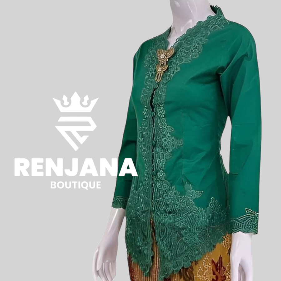 Atasan kebaya encim bordir polos - Hijau