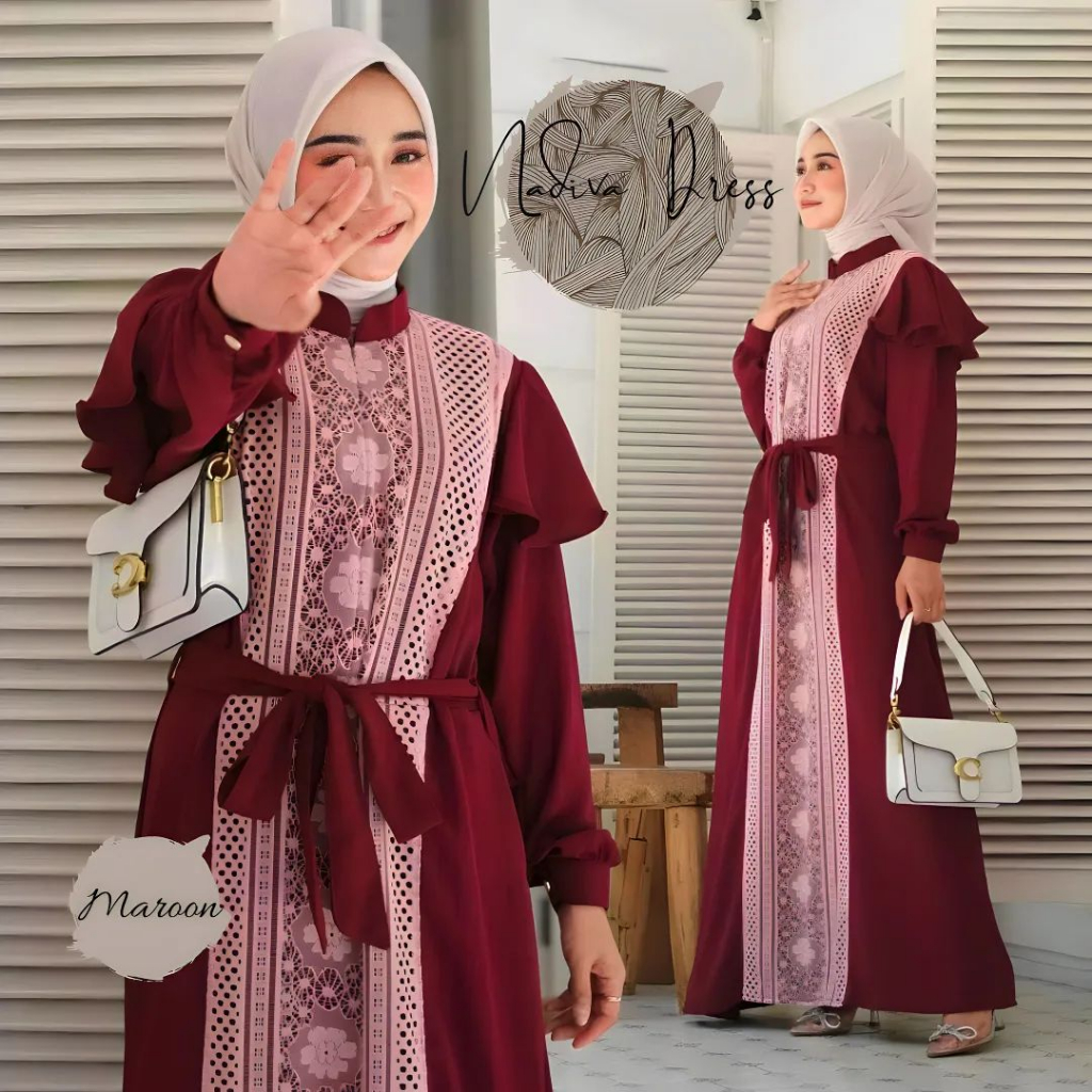 NADIVA DRESS GAMIS CRINKLE AIRFLOW PREMIUM DRESS WANITA TERBARU 2023 GAMIS WANITA BAHAN CRINGKLE MIX BRUKAT