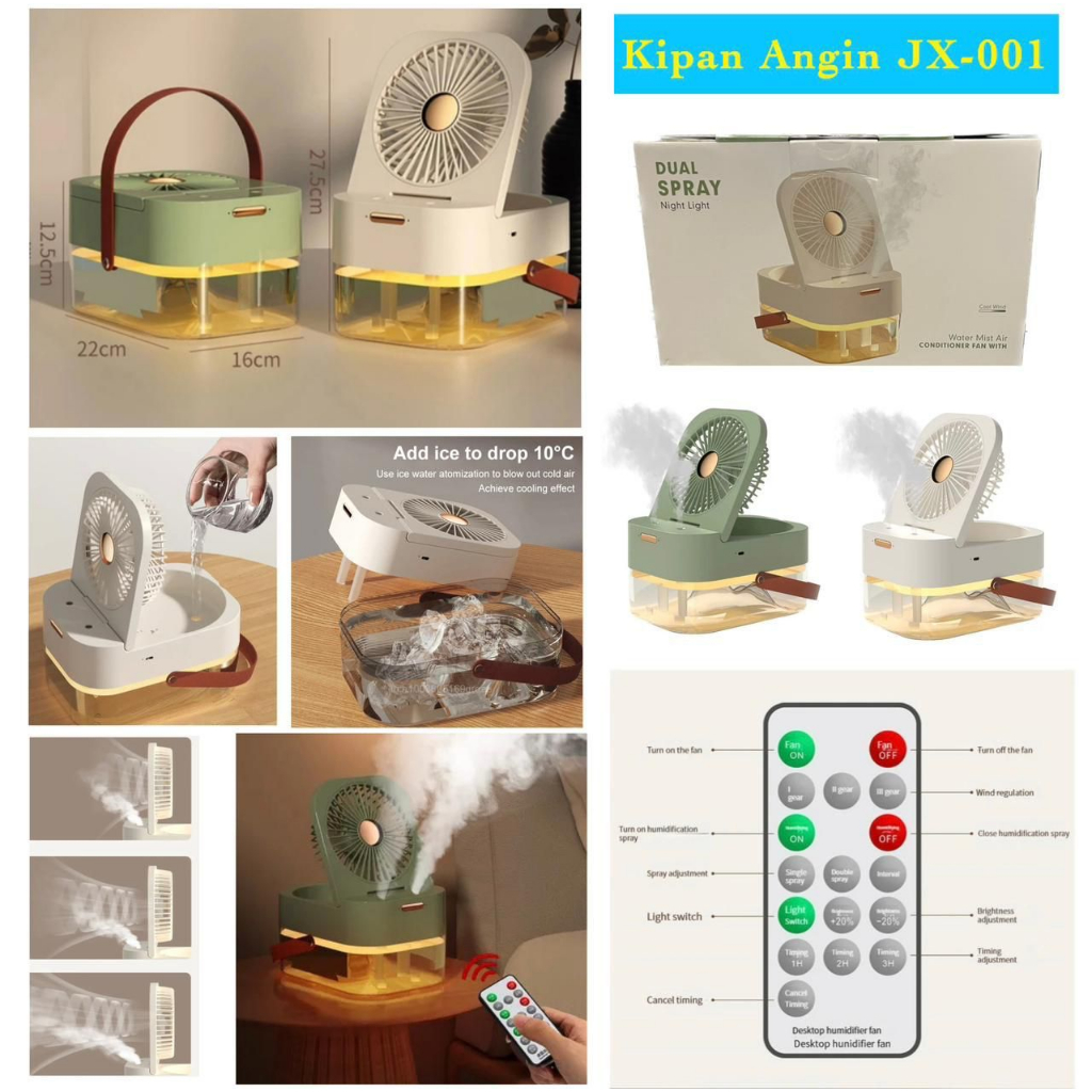 Kipas Angin AC Mini Portable  JX001 + Remote Kipas Pendingin Ruangan Air Cooler
