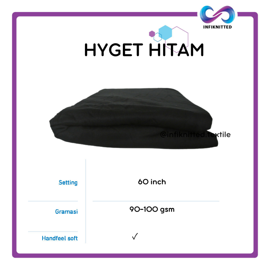 Infiknitted - Kain Hyget Furing Premium Meteran - Hitam