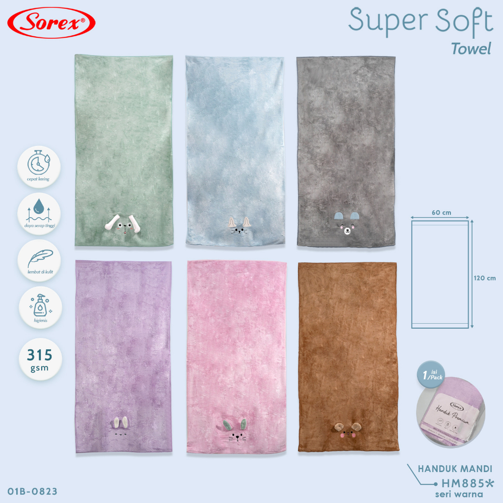 New Sorex Handuk Bayi Sorex Handuk Mandi Premium Anak / Dewasa Microfiber Towel Lembut Halus Daya