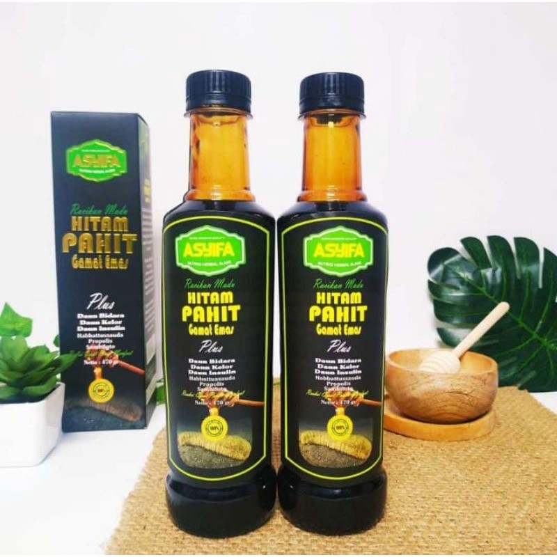 

Asyifa Madu Hitam Pahit Plus Gamat Emas dan Daun Kelor Asyifa 470gr dan Madu Hitam Pahit Loyal 1000gr - Madu Hitam Pahit Sambiloto Propolis Daun Insulin