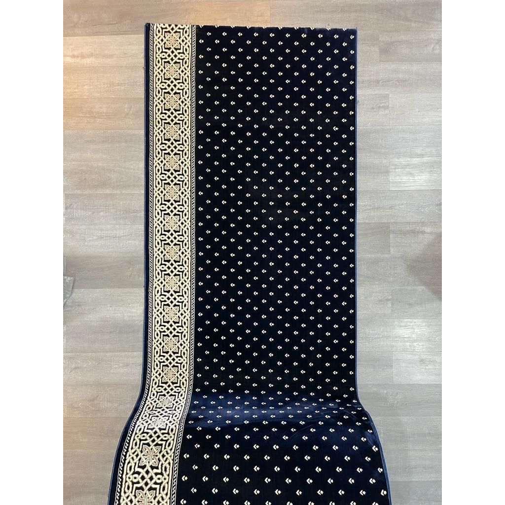 Karpet Masjid Roll Sajadah Mushola Tebal Import Turki Mirac Navy Motif Polos dan Bintik Per Roll Pan