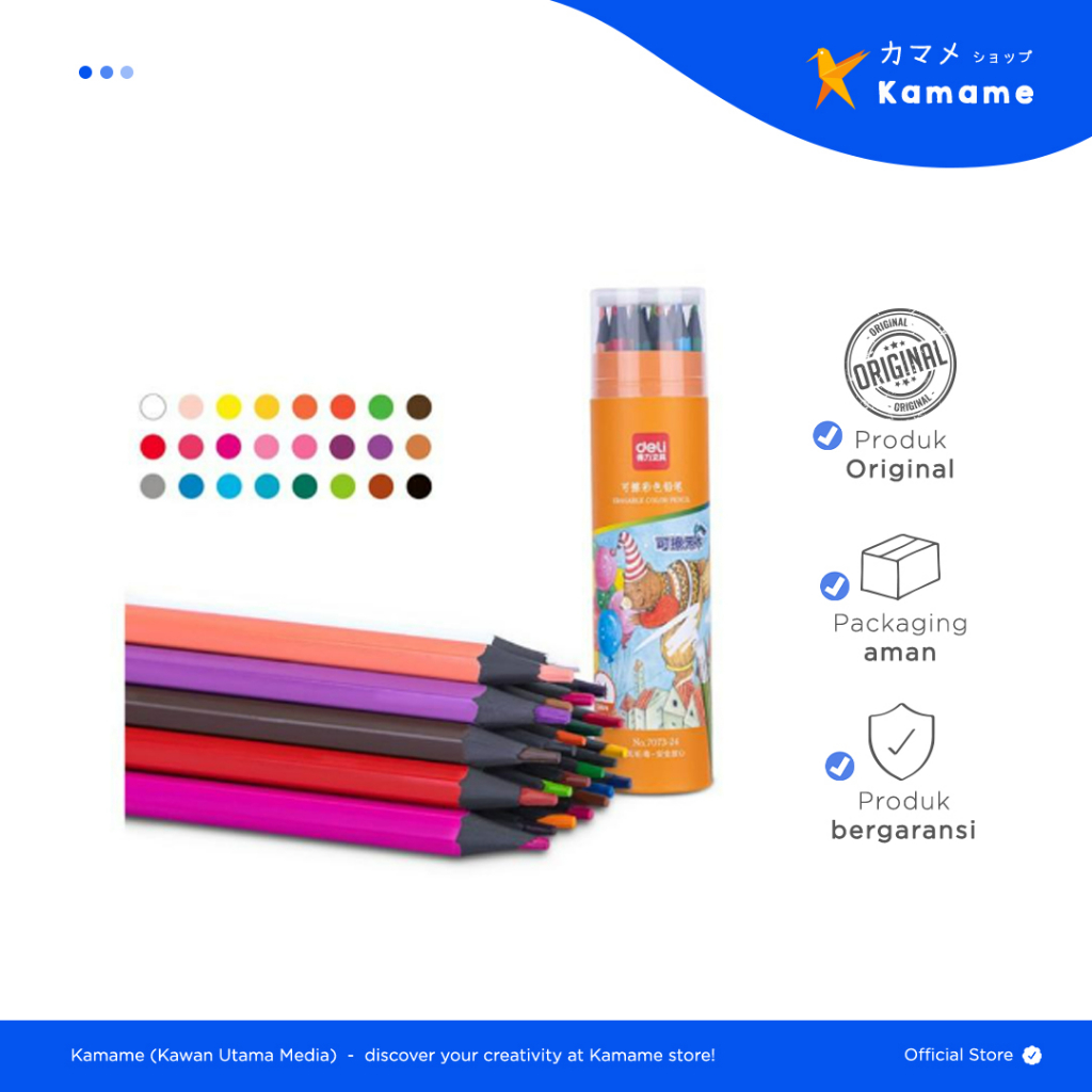 

Deli Erasable Colored Pensil - Deli Erasable Colored Pencil / Pensil Warna dapat di hapus Warna Terang 7073 - Kamame