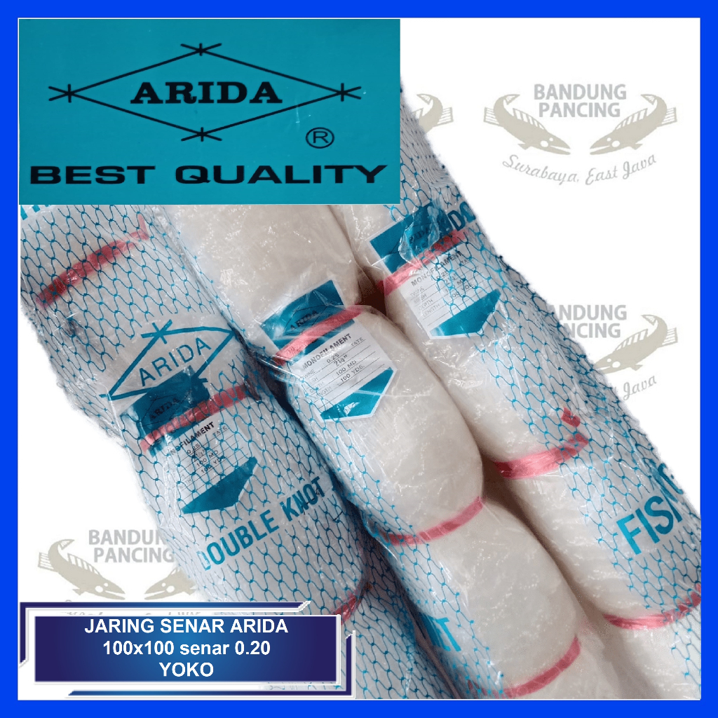 Jaring ikan Arida senar 020 100x100 YOKO ukuran lubang tinggal pilih