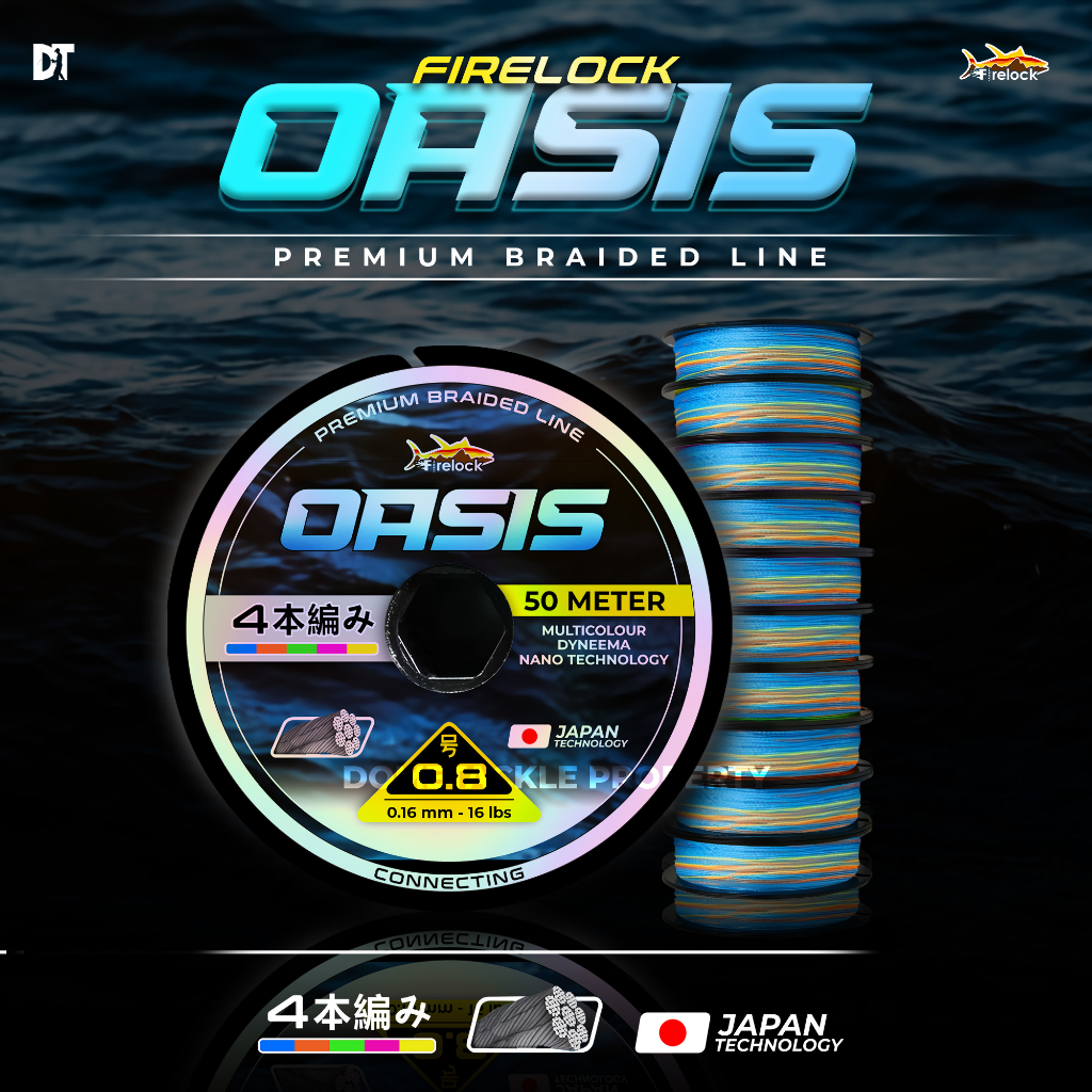 EXTRA BONUS | Senar PE Firelock Oasis Connecting 50 Meter Multicolour X4 Premium Braided Line | Bena