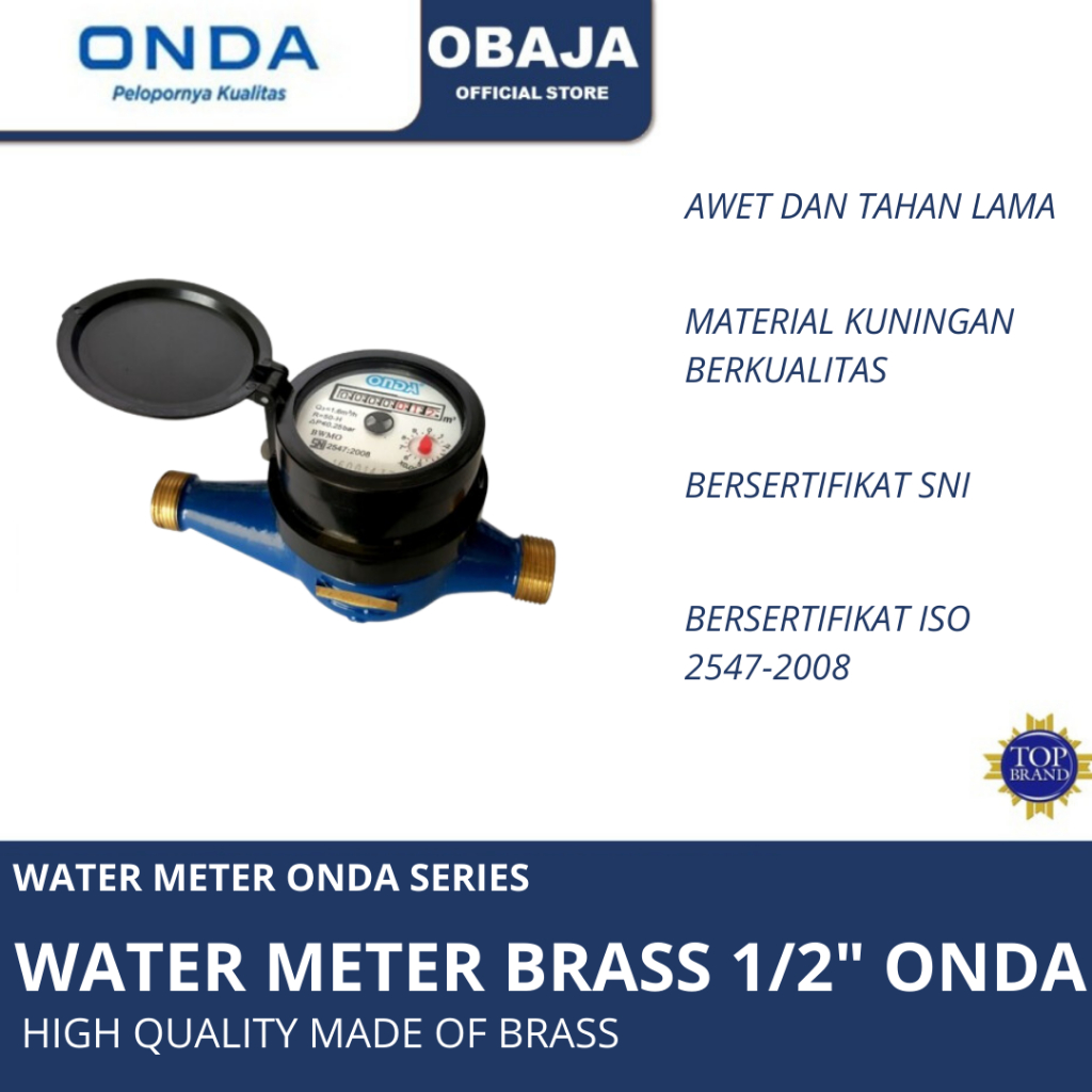 Onda WATER METER BRASS 1/2" Onda / WATER METER KUNINGAN Onda