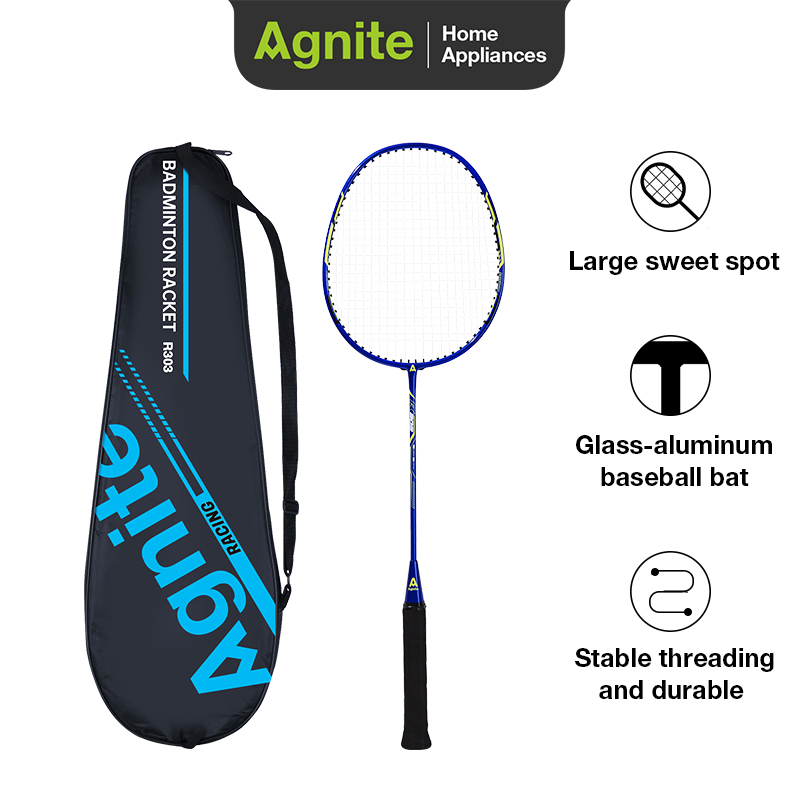 Agnite Raket Bulutangkis / Glass Alumunium Badminton Racket Gratis tas ER303