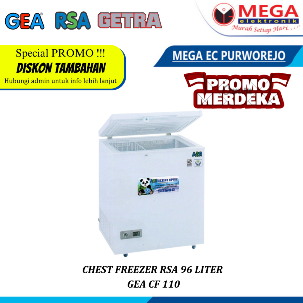 CHEST FREEZER RSA/GEA CF 110 KAPASITAS 96 LITER  KOTAK FREEZER PEMBEKU DAGING KECIL KULKAS