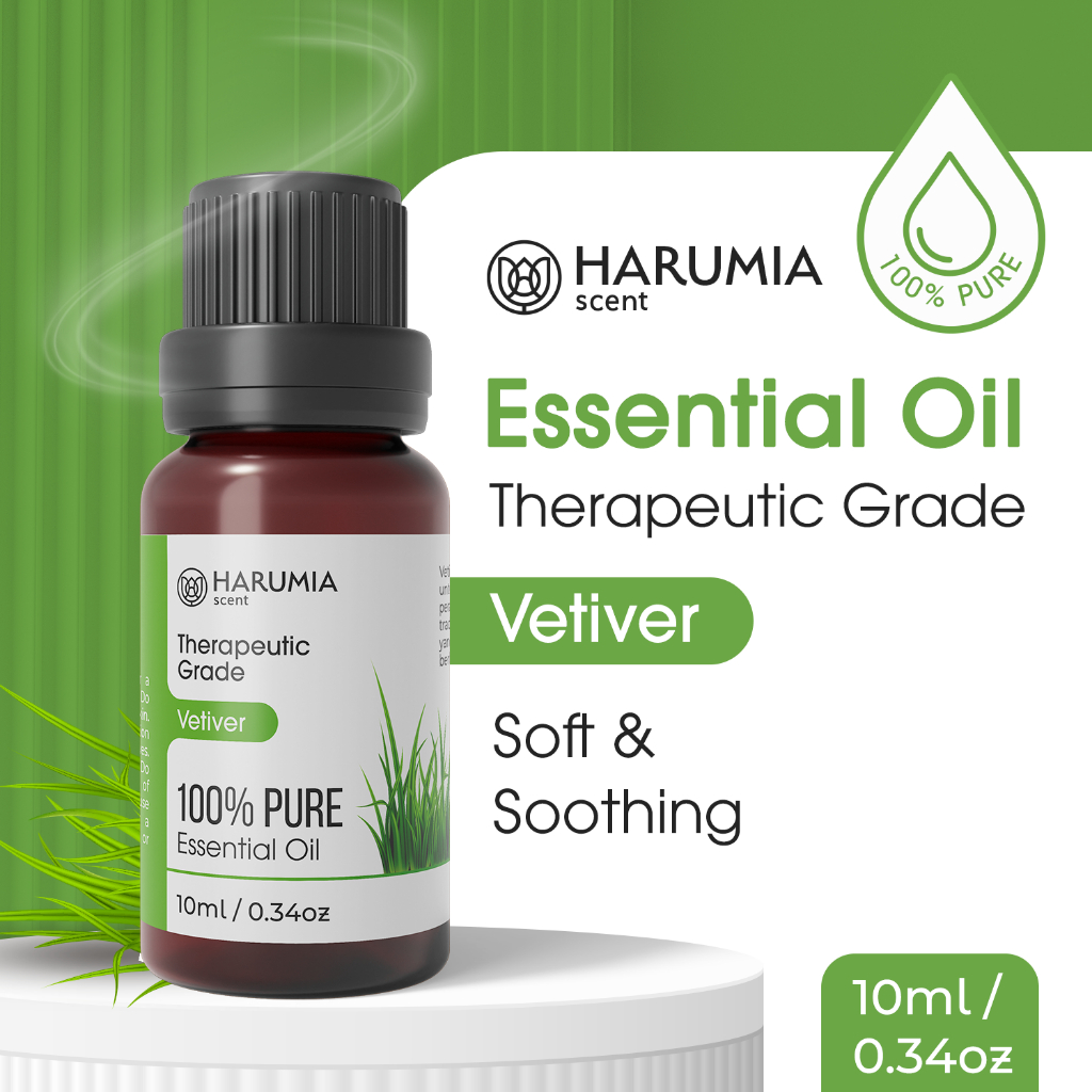 HARUMIA Essential Oil Vetiver 10ml Minyak Aromaterapi Vetiver Oil Pure 100% Organik & Natural