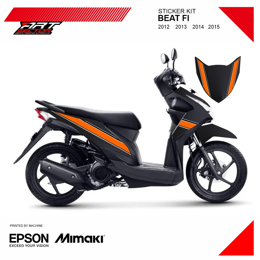 STICKER STRIPING TRANSPARAN BEAT FI GARIS OREN
