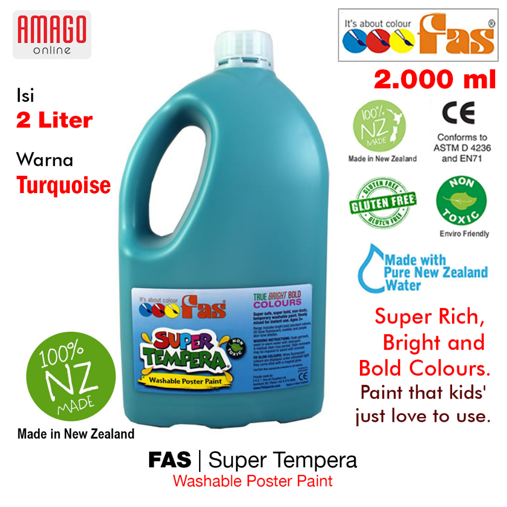

Cat Poster Lukis FAS Super Tempera Washable Poster Paint 2 liter - Turquoise