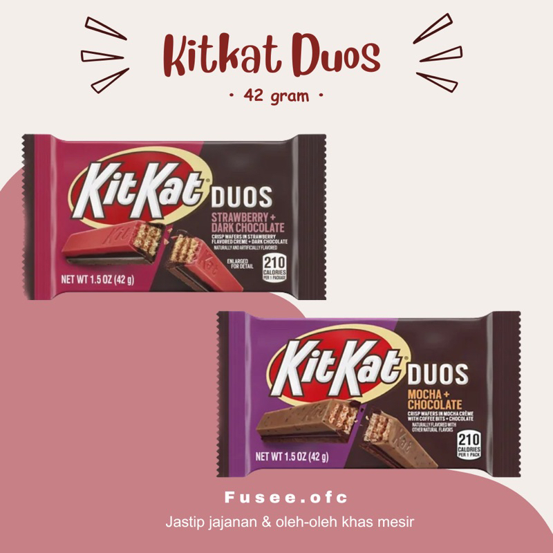

Kitkat Chocolate Duos / coklat kitkat / coklat strawberry / coklat mocca.