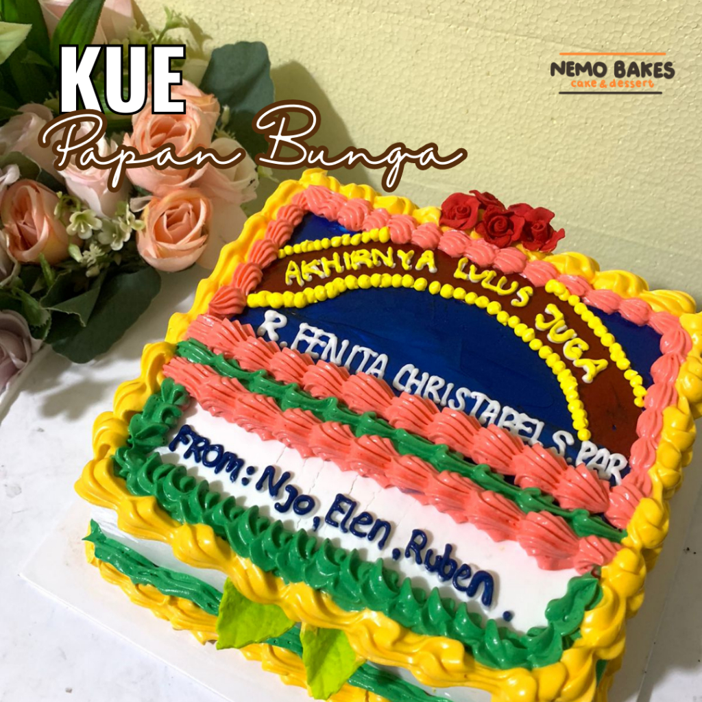 

KUE PAPAN BUNGA / CUSTOM KUE PAPAN BUNGA BY NEMOBAKES