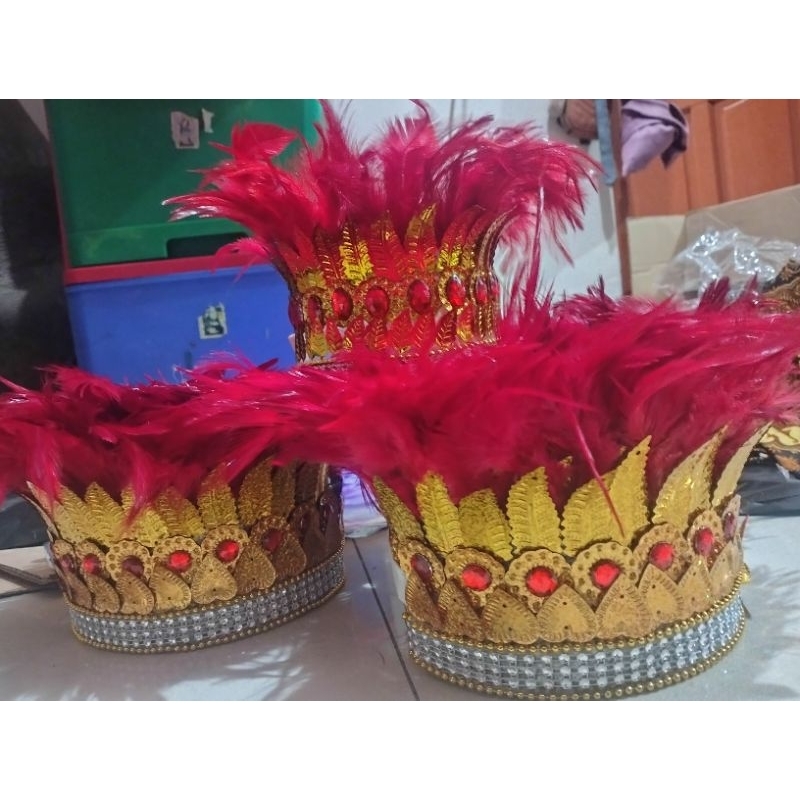 Aksesoris Kepala Dayak Mahkota Topi Bulu/Tari Daerah