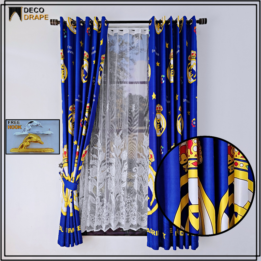 Gorden Jendela Motif Bola Kain Katun Polymicro Model Ring