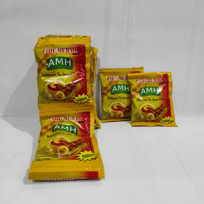 

Jahe Renceng Kuning - Instant Jahe Merah AMH Amanah Super plus Habbatussauda ginseng dan Madu