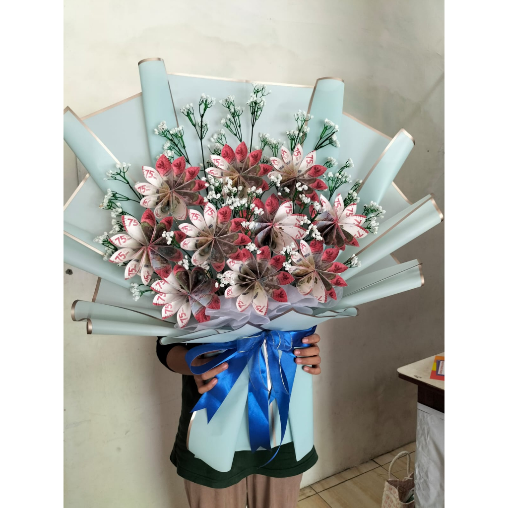 BUKET JUMBO ISI UANG KEKINIAN MIX BUNGA // BUCKET UANG MEWAH ELEGAN // KADO BOUQET ULTAH WEDDING // 